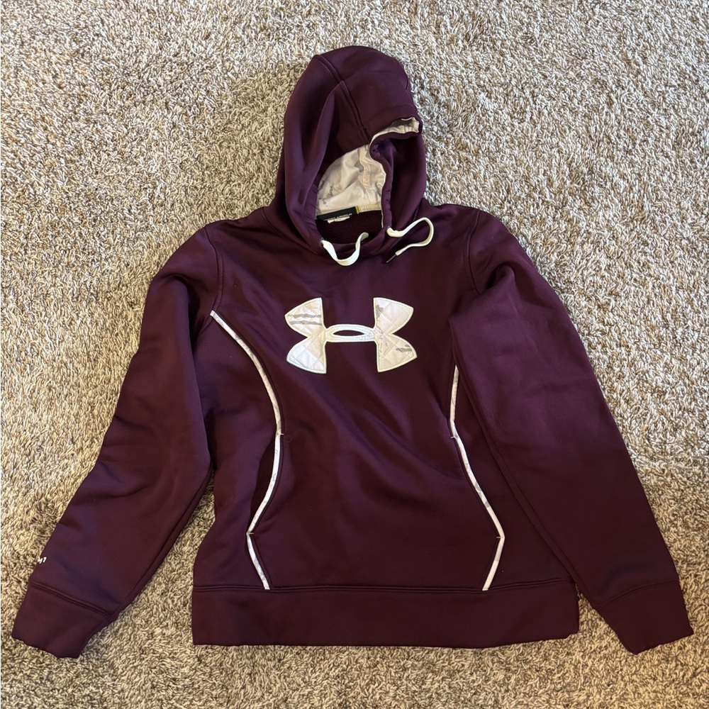 Under Armour Plum Pullover Hoodie with White Logo